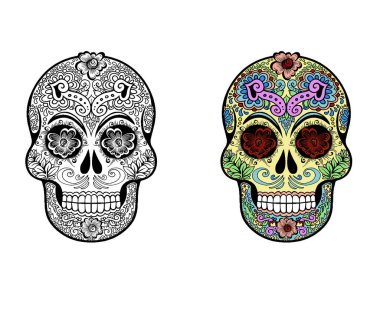 Süslü bir Ölüler Günü (Dia de los Muertos) şeker kafatası veya calavera.