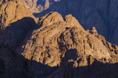 Mısır. Mount Sinai gündoğumu sabah. (Mount Horeb, Gabal Musa, Moses Mount). Hac yeri ve ünlü turistik hedef.