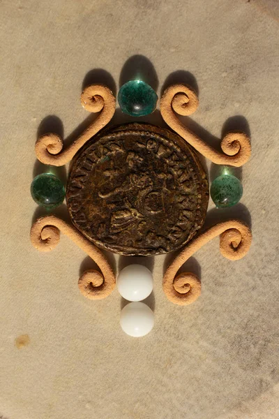 Римская Монета Царствования Септимия Севера Фракийского 192 211 Сибил Сидела — стоковое фото