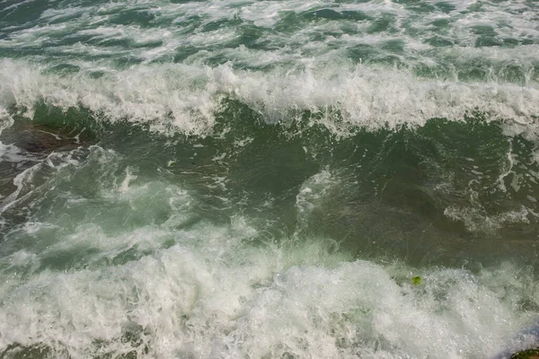 Vagues Pendant Une Tempête Vue Haut Code Rouge Reste Sur — Photo