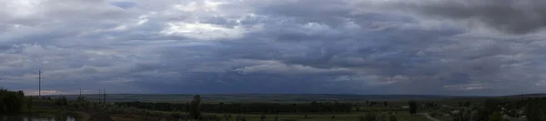 Landscape Sunset Tragic Gloomy Sky Village Budjak Steppe Terrain Southern — Stock Photo, Image