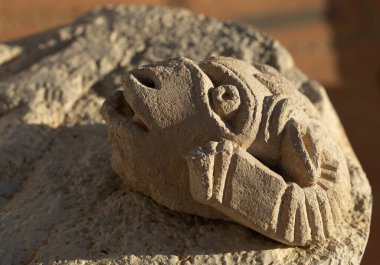 Heykel kireçtaşından yapılmıştır. Kazılar sırasında bulunan bir bulgu. Arılar 'ın başı. Eski bir Yunan binasının dekoratif unsurları. 5. yüzyıl.