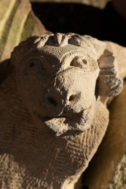 Heykel kireçtaşından yapılmıştır. Kazılar sırasında bulunan bir bulgu. Arılar 'ın başı. Eski bir Yunan binasının dekoratif unsurları. 5. yüzyıl.