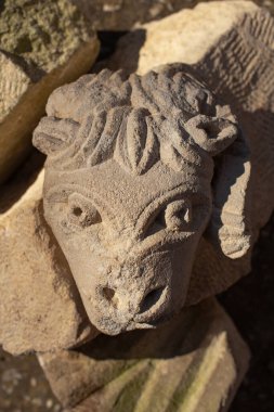 Heykel kireçtaşından yapılmıştır. Kazılar sırasında bulunan bir bulgu. Arılar 'ın başı. Eski bir Yunan binasının dekoratif unsurları. 5. yüzyıl.