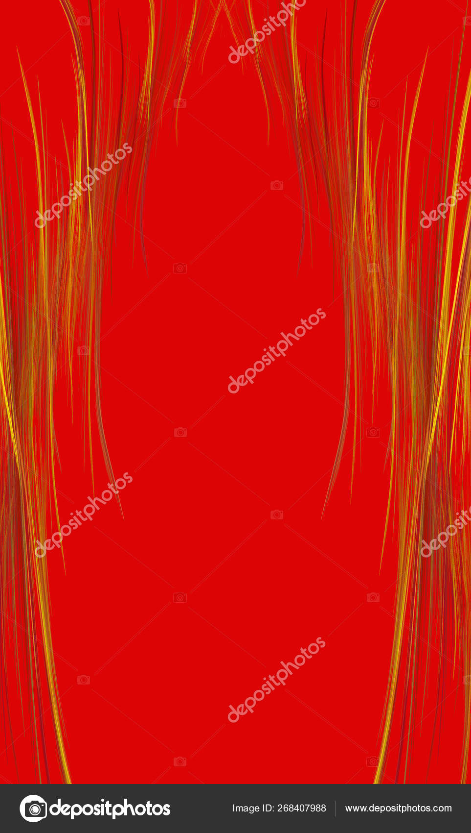 Abstract Red Background Yellow Hair Hangs Thin Strands Girl Hair