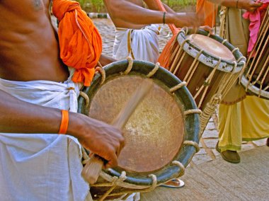 Theyyam, percussion line-up, Kerala, India