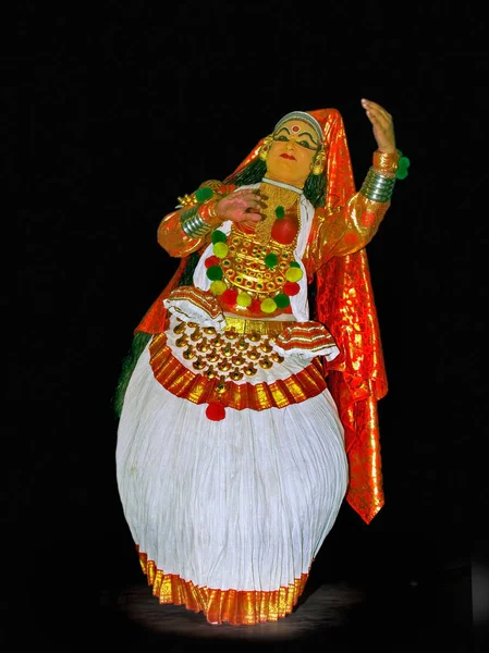 Kathakali Ett Stiliserat Klassiskt Indiskt Dansdrama Noterat För Karaktärernas Attraktiva — Stockfoto