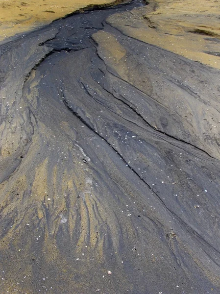 Pattern in sand at seashore, Kerala, India