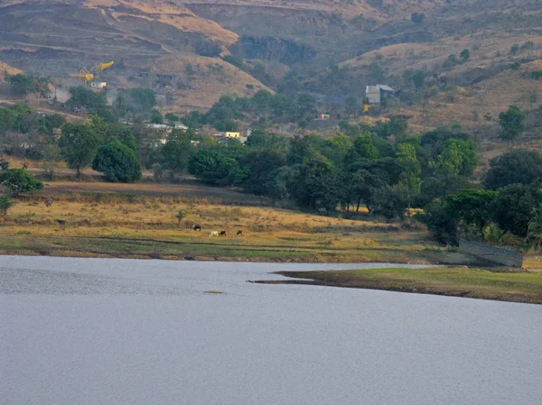 Blick Einen Kleinen Staudamm Katraj Pune Maharashtra Indien — Stockfoto
