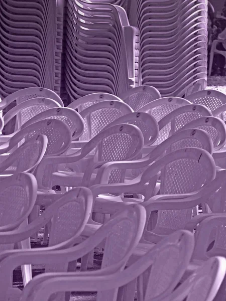 Plastic Chairs Arranged Lines — Stock Photo, Image