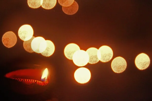 Λάμπα Πετρελαίου Diya Κατά Διάρκεια Του Φεστιβάλ Diwali Ινδία — Φωτογραφία Αρχείου