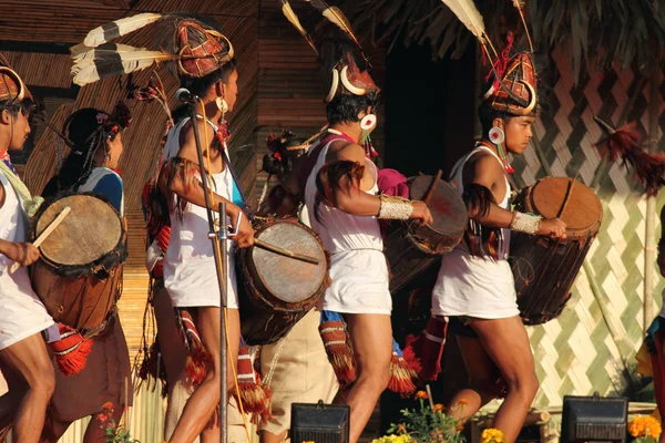 Tutsa Sub Tribe Tangsa Plemienia Performing Tradycyjny Taniec Namdapha Eco — Zdjęcie stockowe