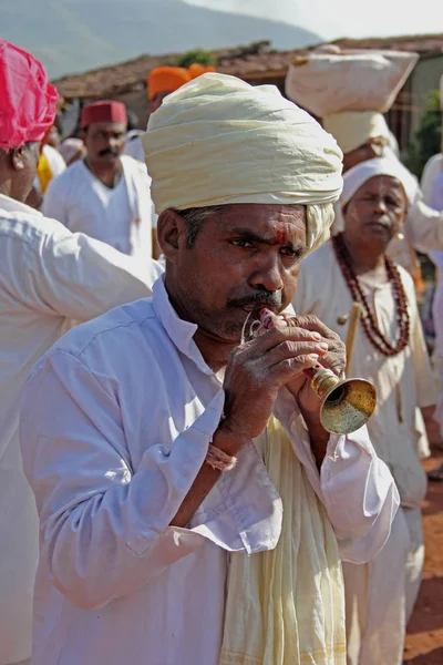 Musicista Folk Shehnai Sehnai Giocatore Alla Funzione Matrimonio Indù — Foto Stock