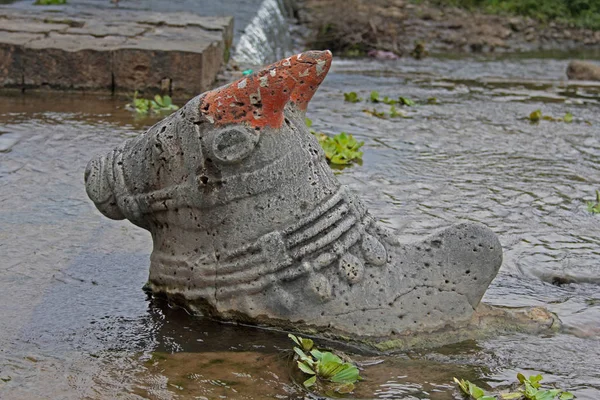 Nandi in water bij Shri Koteshwar-tempel — Stockfoto