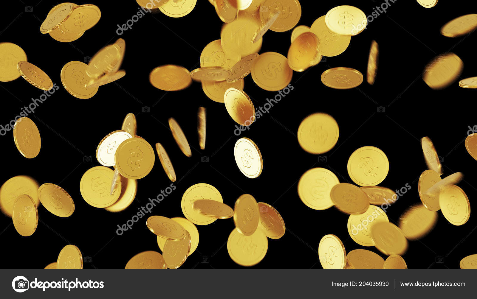 Falling Gold Coins Rain Golden Coins Coins Dollar Sign - 