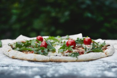 Pizzanın görünümünü kapat, eğim kayması efekti