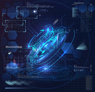 Hud Sci Fi arabirimleri için vektör dairesel ögesi