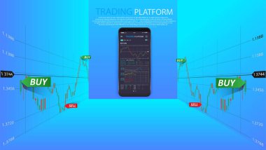 Mobil UI tasarım konsepti temiz. Trendy mobil bankacılık. Cryptocurrency teknoloji. Bitcoin Exchange. Mali analytics. Ticaret iş uygulaması şablonu. 