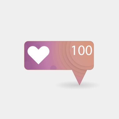 Sayaç bildirim simgesi, renkli gradyan. Takipçisi. 100 gibi simge. . Gibi sosyal ortamını 100. Vektör çizim.