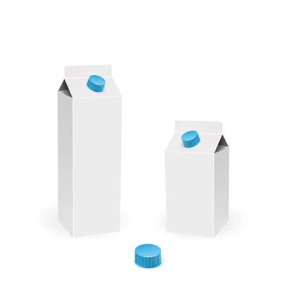 Susu Juice kotak karton putih paket 3d ikon terisolasi - Stok Vektor