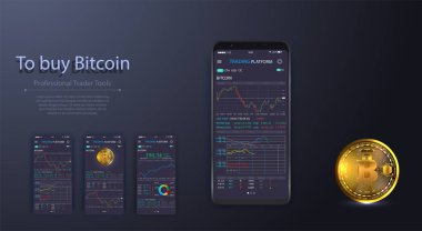 Başarılı ticaret için profesyonel bir tüccar araçları. öğeleri paketi. Infographic öğeleri. Bitcoin dijital para, fütüristik dijital para, teknoloji dünya çapında ağ kavramı, 