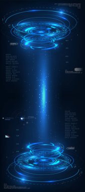 Soyut vektör blue teknoloji kavramı. arka plan illüstrasyon parlak teknolojik Hud uzay vektör arka plan üzerinde