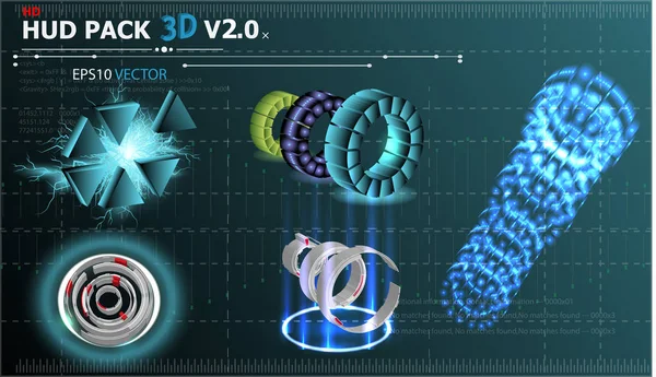 Fantastik arka plan ile farklı Hud 3d unsurları ayarlayın. Büyük çeşitli Hud öğeleri kümesi. 