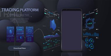 Modern tasarım haftalık ve yıllık istatistik grafikleri mobil app Infographic şablonu. Pasta grafikleri, iş akışı, web tasarım, Kullanıcı arabirimi öğeleri.