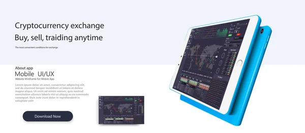 Шаблон веб-сайта. Forex рынок, новости и аналитика. Бинарный вариант. Экран приложения для торговли. Свечи и индикаторы. HUD UI для бизнес-приложений . — стоковый вектор