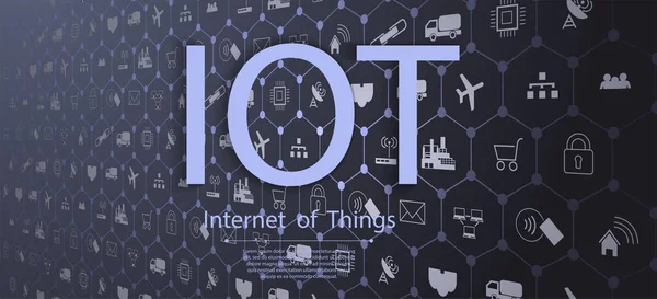 Internet věcí (Iot), zařízení a koncepcí připojení na sítě, cloud v centru. — Stockový vektor