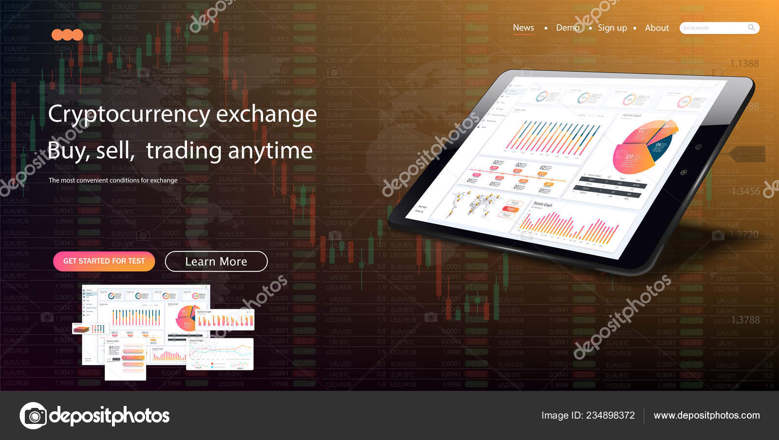 Web Site Template Forex Market News And Analysis Stock Vector - 