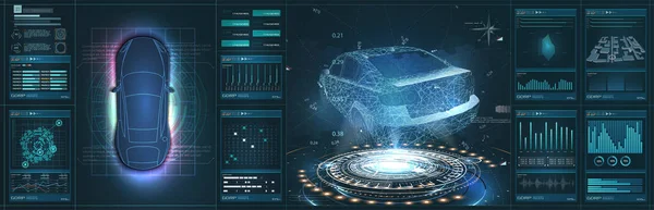 Futurisztikus autó felhasználói felület. HUD Ui. Hologram az autó fürkésző. Absztrakt — Stock Vector