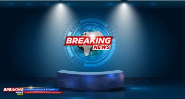 Table and breaking news banner background in the news studio . vector illustration clipart