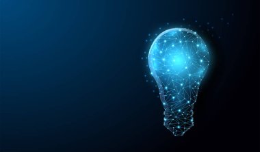 Nokta, bağlama ile ampul düşük poli dizayn yıldız. Internet teknolojisi