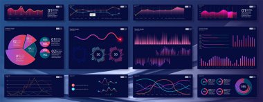 Modern modern Infographic vektör şablonuyla istatistik grafikleri ve ekonomi grafik