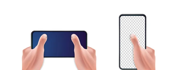 Vektor 3d realistiska mänskliga handen håller smartphone — Stock vektor