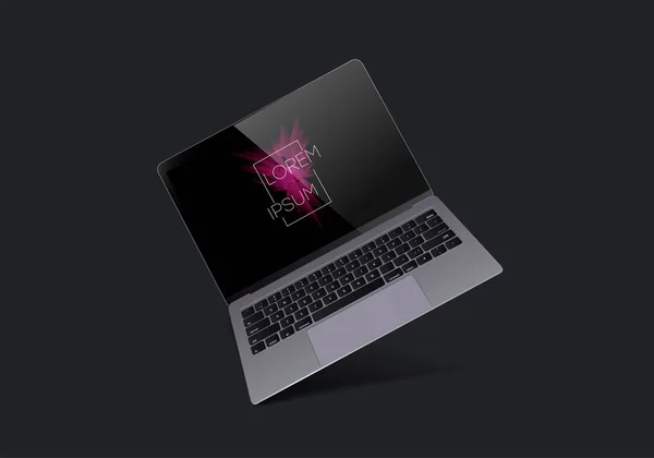 Realistische donkergrijs met leeg scherm laptop — Stockvector