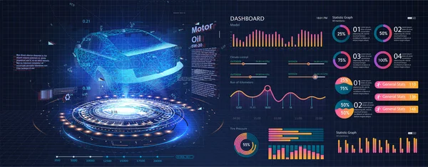 Holograma do carro, serviço de digitalização de carro — Vetor de Stock