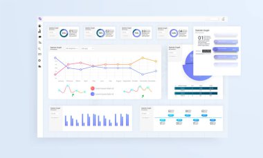 Veri Infografik uygulama UI UX. modern akıllı İnfografik diyagram vektör arayüzü.  