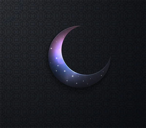 Arabischer Ramadan auf schwarzem Hintergrund. Grußkarte zum Ramadan kareem. Blauer Himmelsvektor. Islamistischer Hintergrund. Vektorillustration, dunkler Nachthimmel des Mondes. Eid mubarak. — Stockvektor