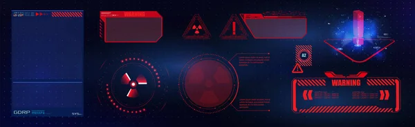 Blue and red futuristic frame in modern HUD style background.Abstract technology communication design innovation background.Vector abstract graphic design.Warning frame. Абстрактный технологический дизайн — стоковый вектор