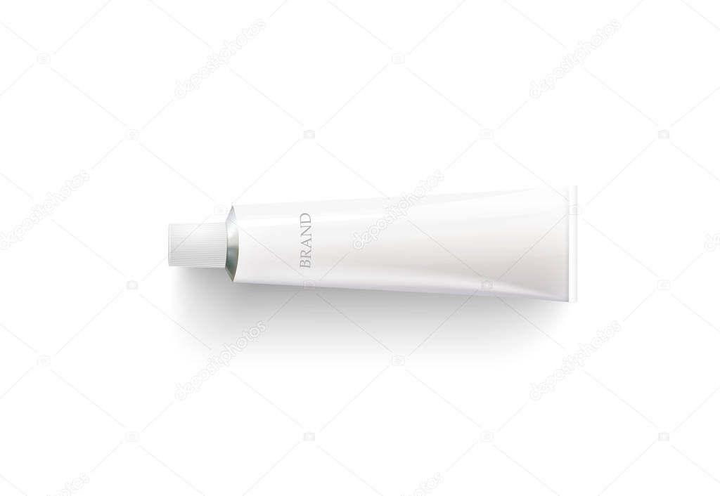 Cream on white background. Empty white background. Cream tube. Clean empty product mockup template. Fresh food. Technology concept vector design.