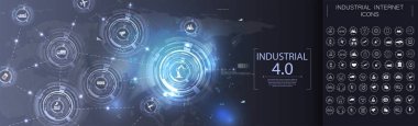 Sanayi 4,0 afiş. Akıllı şehir ve IoT ( 