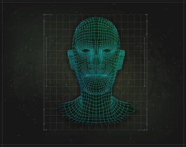 Düşük poli yüz insan veya insansı. Izole  