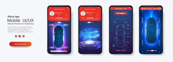 Μοντέρνα σχεδίαση Mobile εφαρμογή της υπηρεσίας αυτοκινήτου — Διανυσματικό Αρχείο