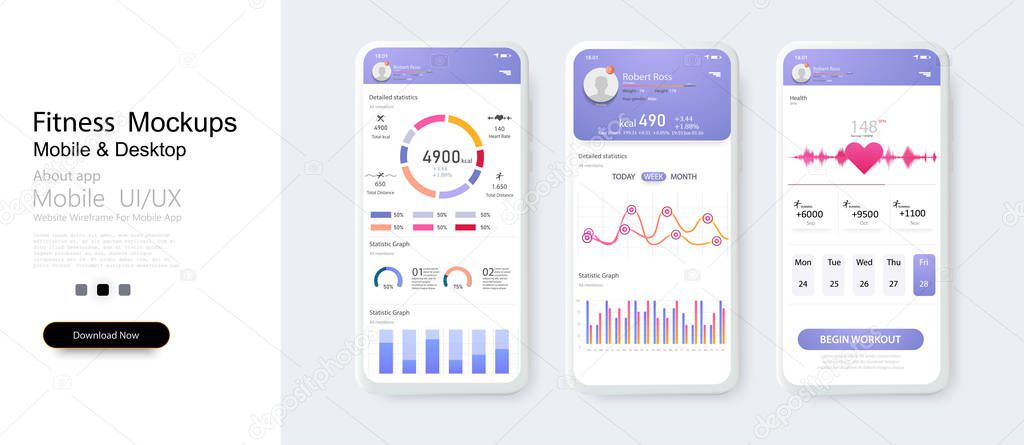 mobile infographic vector template with statistics