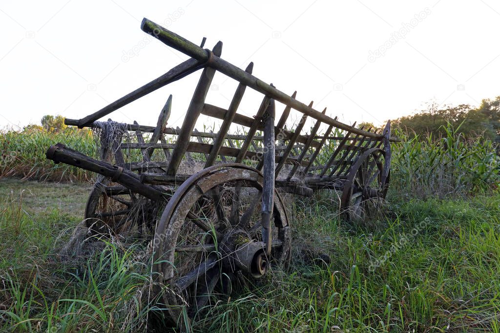 old wooden cart, closeup
