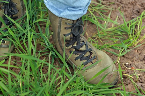 Botas Seguridad Botas Primer Plano — Foto de Stock