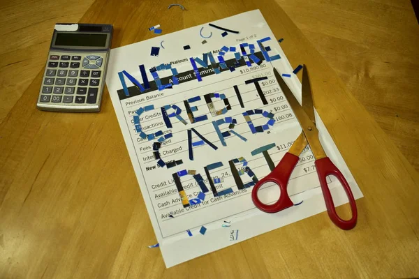 More Credit Card Debt Calculator Scissors Statement — Stock Photo, Image