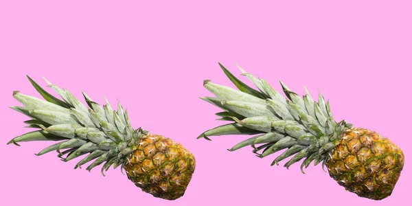 Gequatsche Helle Ananas Auf Weißem Hintergrund Minimalistischer Stil Draufsicht Isoliert — Stockfoto